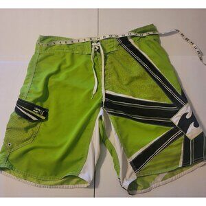 Billabong Swim Shorts Lime Andy Irons  Signature Board Mens 38 - Sm Dot Photo